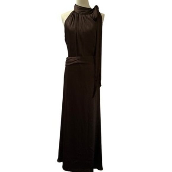 Sachin & Babi Size 12 Brown Halter Evening Gown - Picture 2 of 4